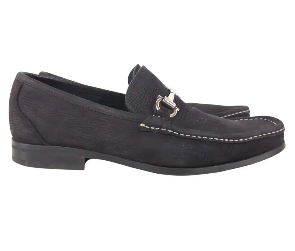 Salvatore Ferragamo Driving Loafers US 7 2E IT 40 Mens Navy Suede Bit $595